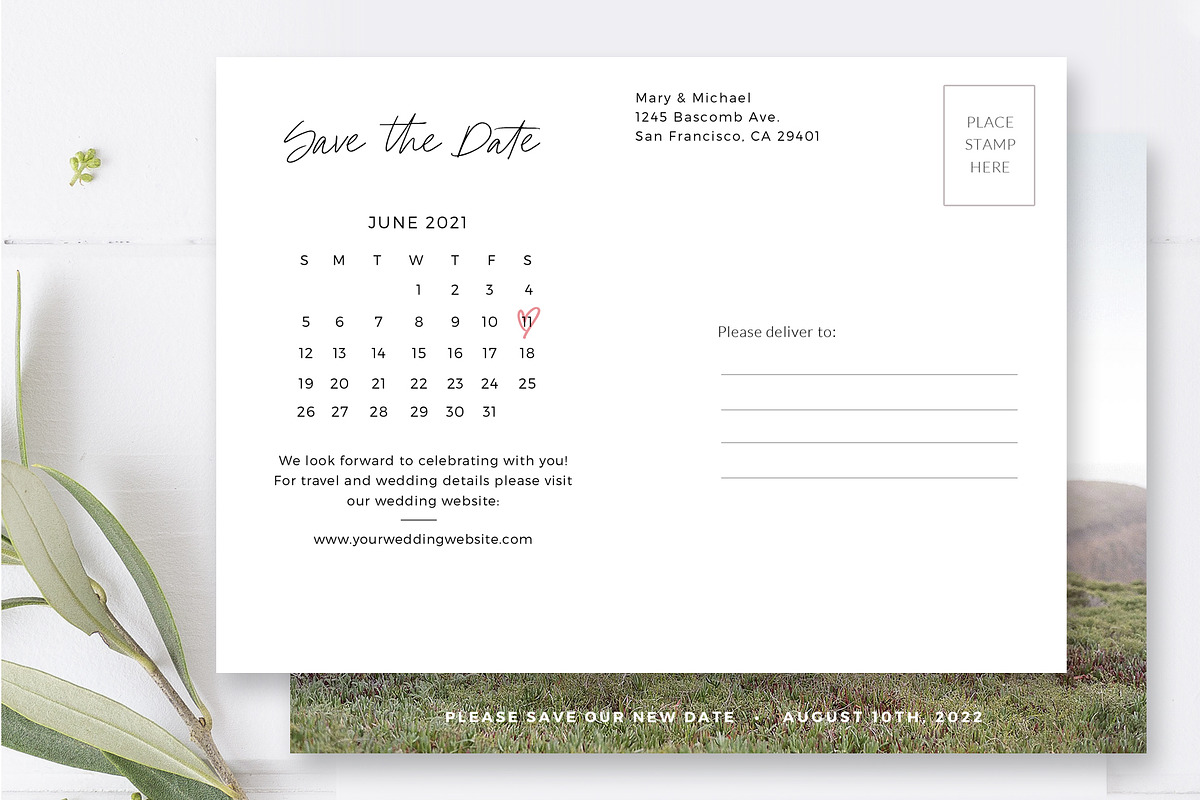 Save the Date Photo Card PSD, a Card Template by By Stephanie Design (Photo 3 of 5)