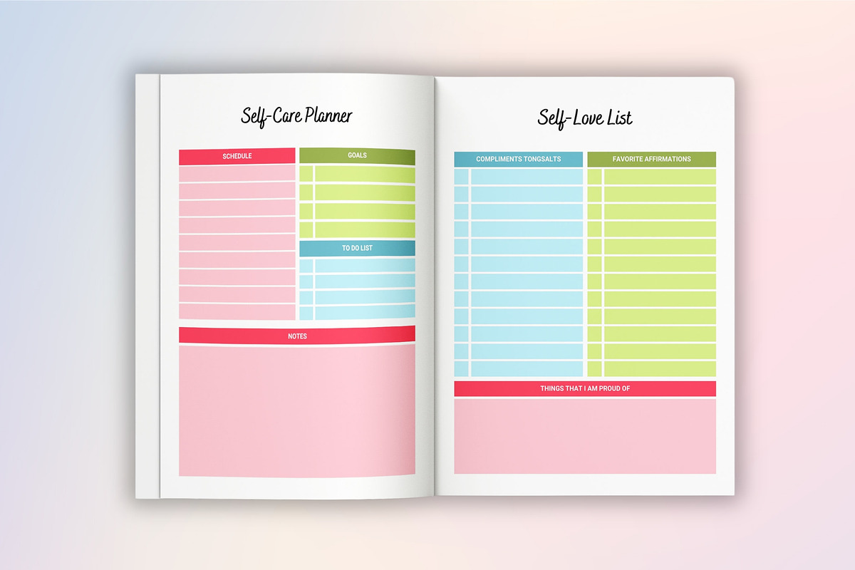 Self-Love Workbook & Planner, a Stationery Template by Designmela01 (Photo 3 of 8)