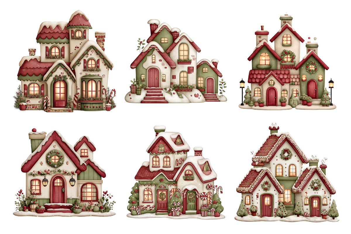 Whimsical Christmas House Clipart, a Seasonal Illustration by Creative Art (Photo 5 of 7)