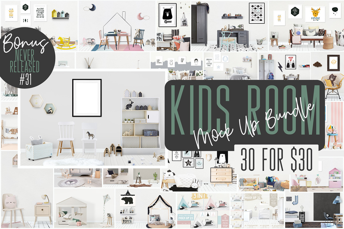 30 for $30 Kids Room MockUps + BONUS, a Product Mockup by Whimsicality (Photo 1 of 43)