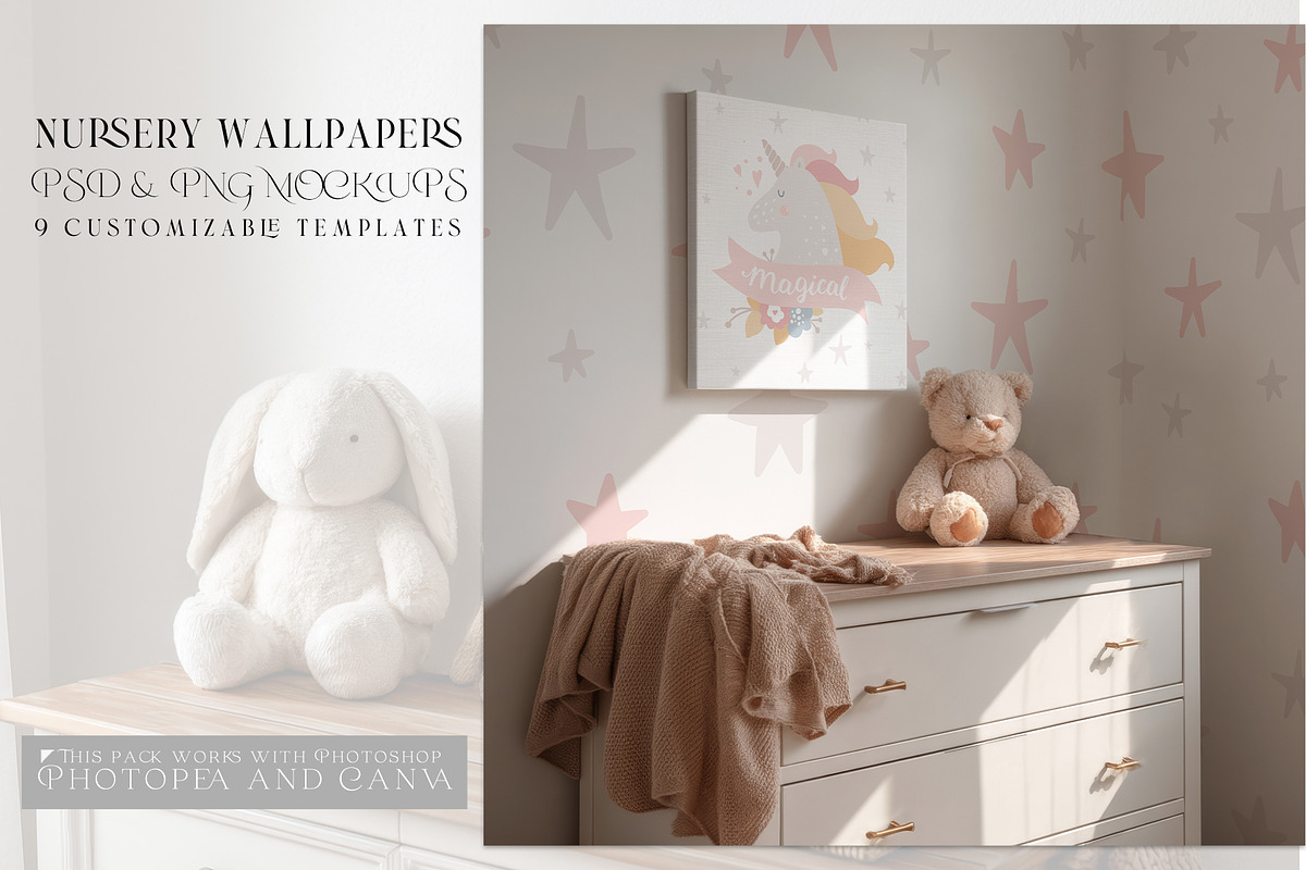 Nursery Wallpaper PNG & PSD Mockups, a Mockup by mock-ups (Photo 1 of 15)