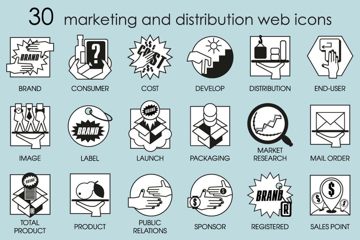 Thirty line icons set of marketing., a Technology Illustration by Adamskyistudio (Photo 2 of 2)