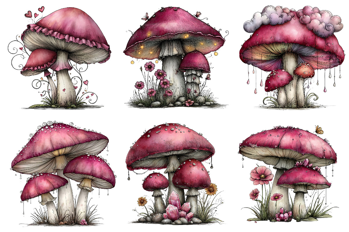 Whimsical Mushroom Clipart, an Illustration by Dream Creation (Photo 5 of 7)