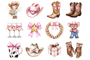 Watercolor Western Coquette Clipart, a Seasonal Illustration by Design Market (Thumbnail 2 of 5)