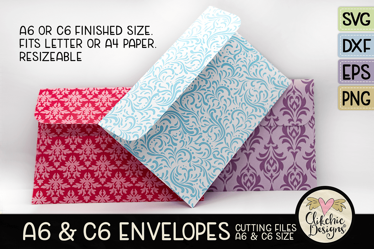 A6 & C6 Envelope SVG Cutting Files, an Invitation Template by Clikchic Designs (Photo 3 of 6)