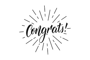 Congrats. Lettering inscription Congrats for greeting card