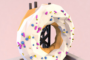 Cartoon Donut Cafe Low Poly 3D Model