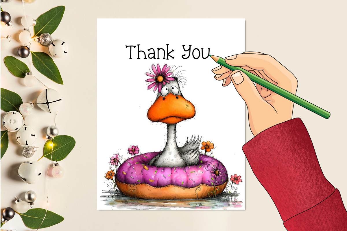 Whimsical Summer Goose Clipart, an Animal Illustration by Creative Art (Photo 7 of 8)