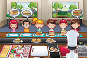 Restaurant fast food with kids, a Food Illustration by Andres Moncayo (Thumbnail 1 of 2)