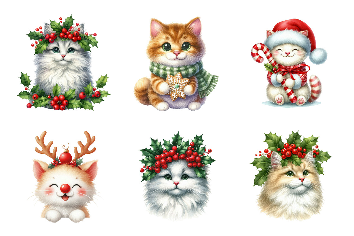 Christmas Cat Clipart, an Illustration by Design Market (Photo 4 of 5)