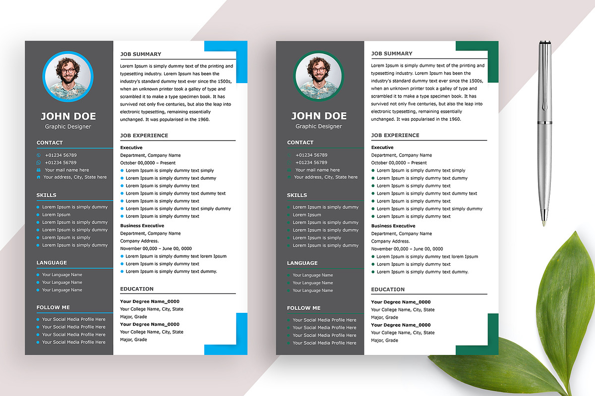 Modern Professional Resume Template, a Resume Template by Annudesign (Photo 1 of 5)