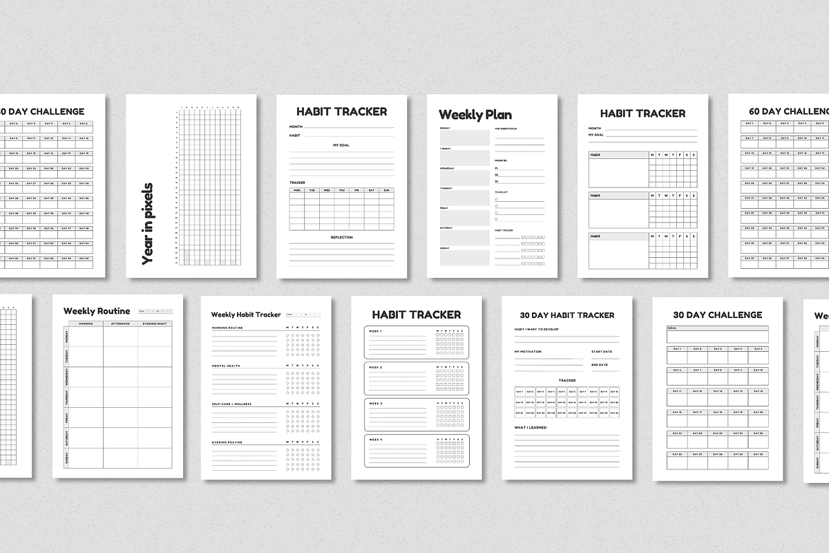 Habit tracker Printable Bundle, a Stationery Template by The Chaos Project (Photo 5 of 9)
