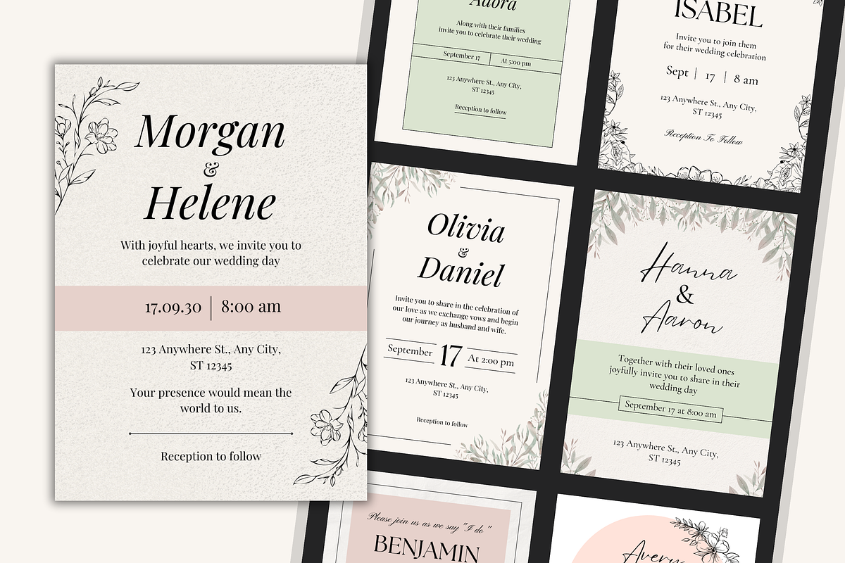 10 Wedding Invitation Templates, a Templates & Theme by TemplateCastleStore (Photo 2 of 9)