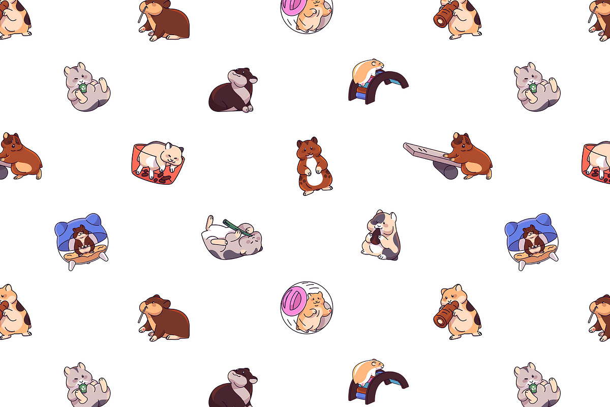 Cute hamster equipment set, pattern, an Animal Illustration by PaperTrident (Photo 5 of 5)