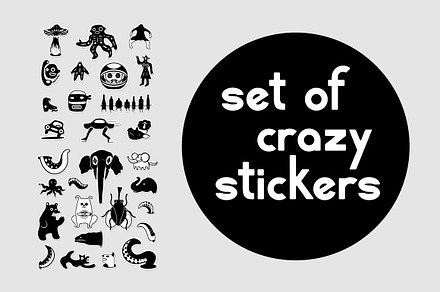 Vector Set of crazy stickers.