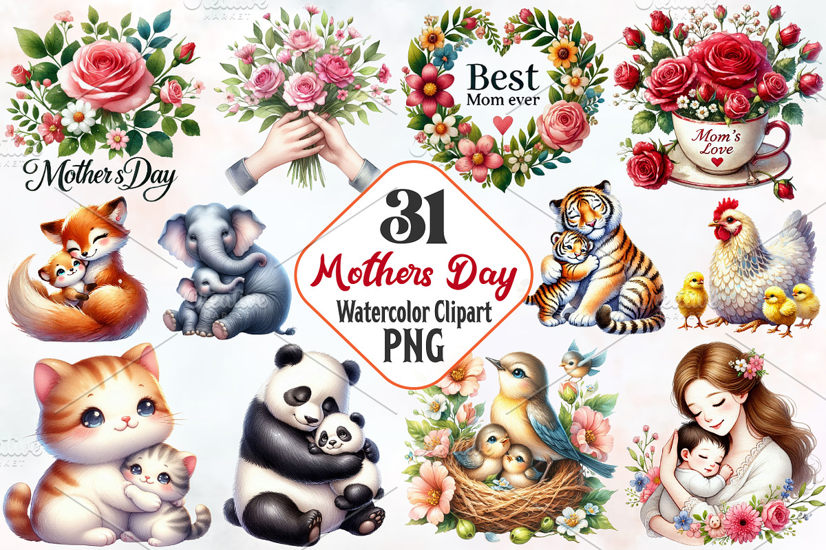 Mothers day sublimation clipart, an Illustration by RobertsArt (Photo 1 of 7)