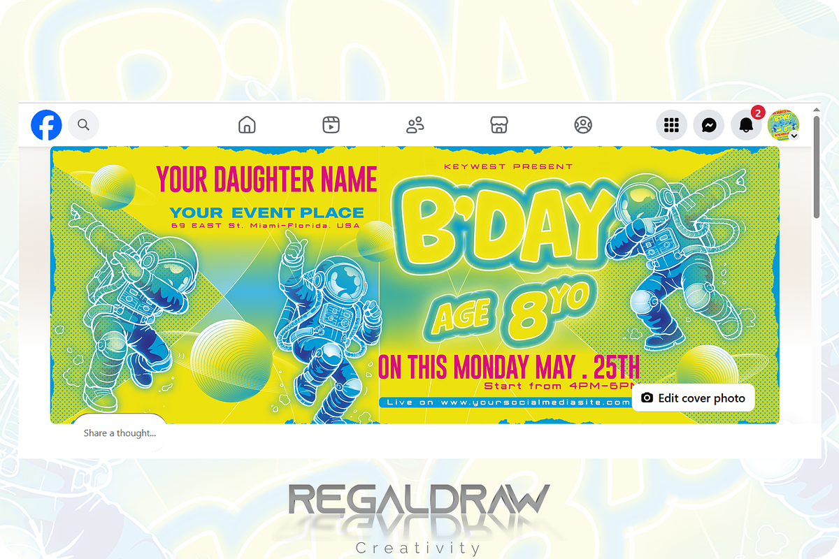 Birthday Social media Template, a Social Media Template by regalDRAW (Photo 3 of 4)