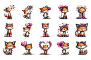 Valentine's Whimsical Foxs Clipart, an Illustration by CreationArt (Thumbnail 4 of 5)