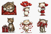 Quirky valentines cats clipart, an Illustration by CreationArt (Thumbnail 2 of 6)