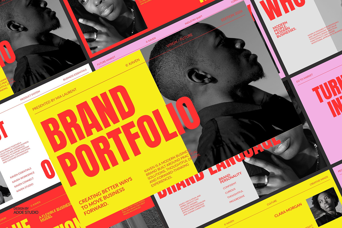 Kaven - Brand Portfolio GSL Template, a Presentation Template by adoestudio (Photo 1 of 9)