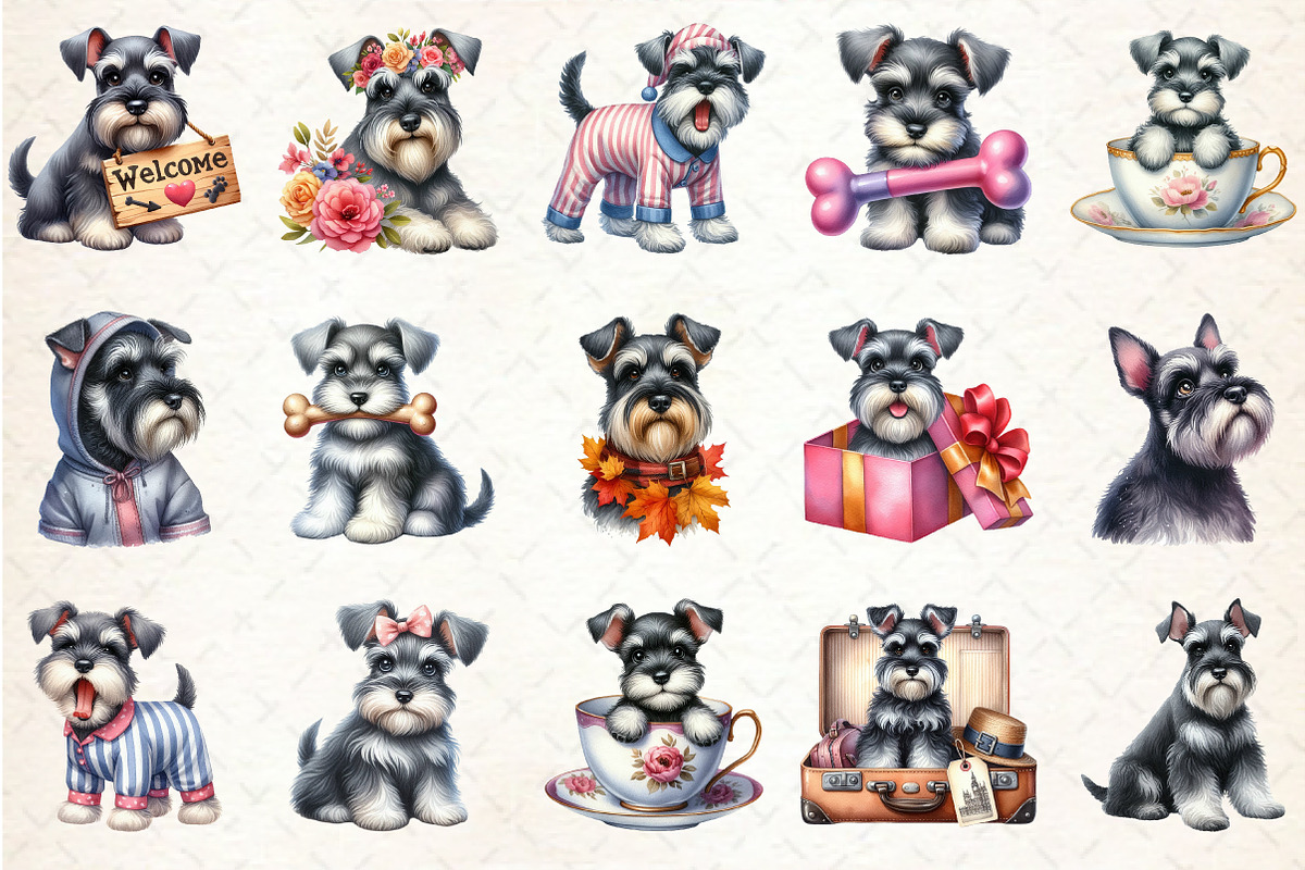Miniature Schnauzer Dog Clipart, an Illustration by Rose Art (Photo 2 of 7)