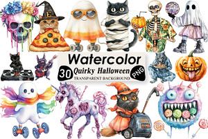 Quirky Halloween Sublimation Clipart, an Illustration by Black Bird Studio