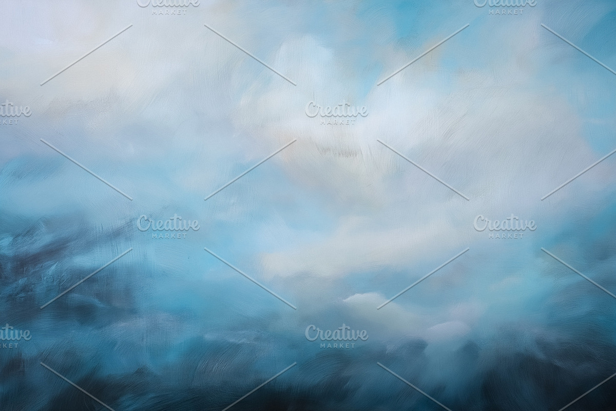 Abstract sky painting with soft blue and white clouds creating a, a Decorative Illustration by Studio ANNA