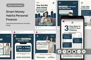 Smart Money Habit Financial Carousel, a Social Media Template by productype1