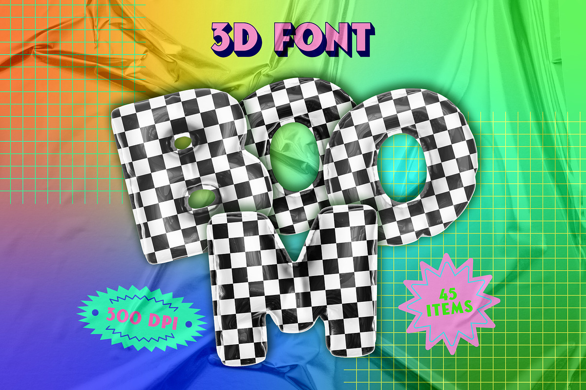 Boom - Postmodern 3D Font, an Object Graphic by Alina Sh (Photo 1 of 8)