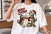 Merry Catmas Kittens and Snowman PNG, a Seasonal Illustration by Libby Wishes (Thumbnail 3 of 4)