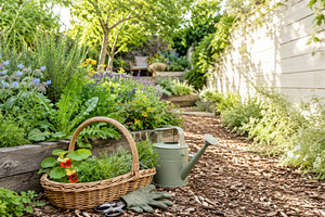 Foraging garden with lush plants and, a Photo by Dvoevnore photos
