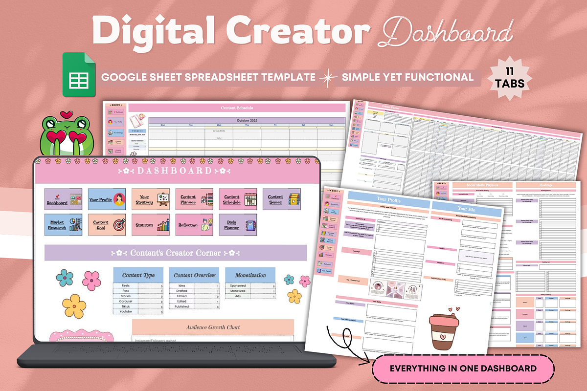 Creator Dashboard Spreadsheet, a Stationery Template by bellaROSEworkshop (Photo 1 of 6)