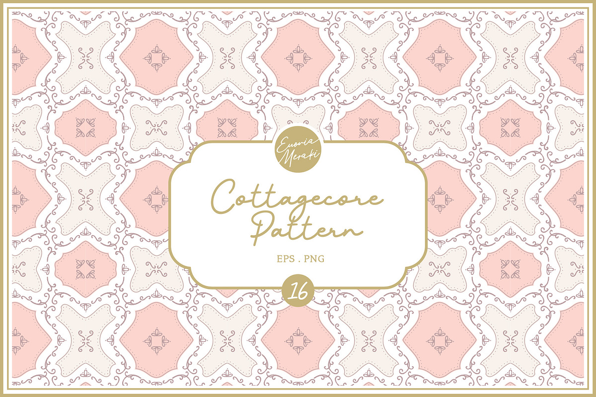 Cottagecore Pattern 16 Royal Tiles, a Pattern Graphic by Euonia Meraki (Photo 1 of 20)