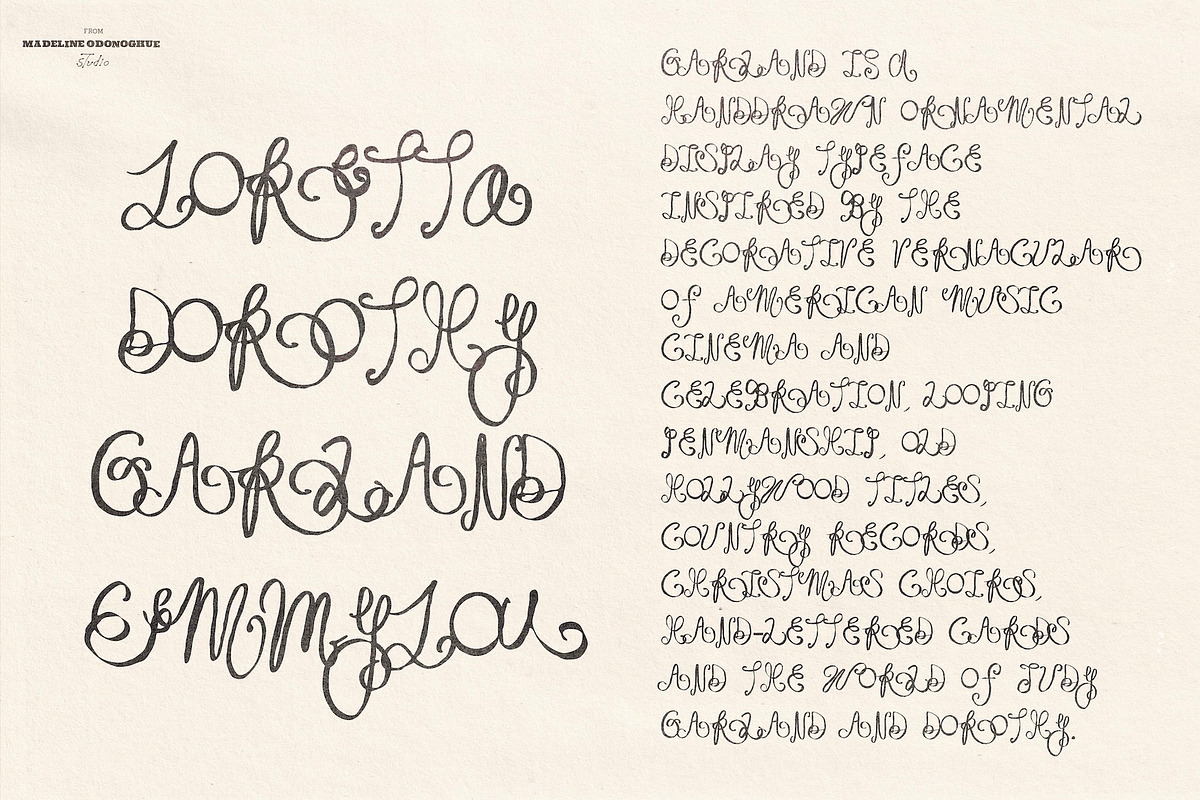 Garland Hand Drawn Ornamental Font, a Handwritten Font by Madeline ODonoghue Design (Photo 3 of 9)