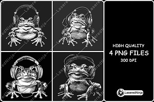 Frog Wearing Headphones Music Lover, a Background Graphic by LaseredNinja