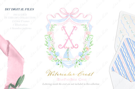 Boat Sailor Light Blue Pink Crest, a Graphic by LABFcreations