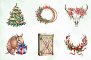 Watercolor Western Christmas Clipart, an Illustration by Creative Art (Thumbnail 5 of 10)