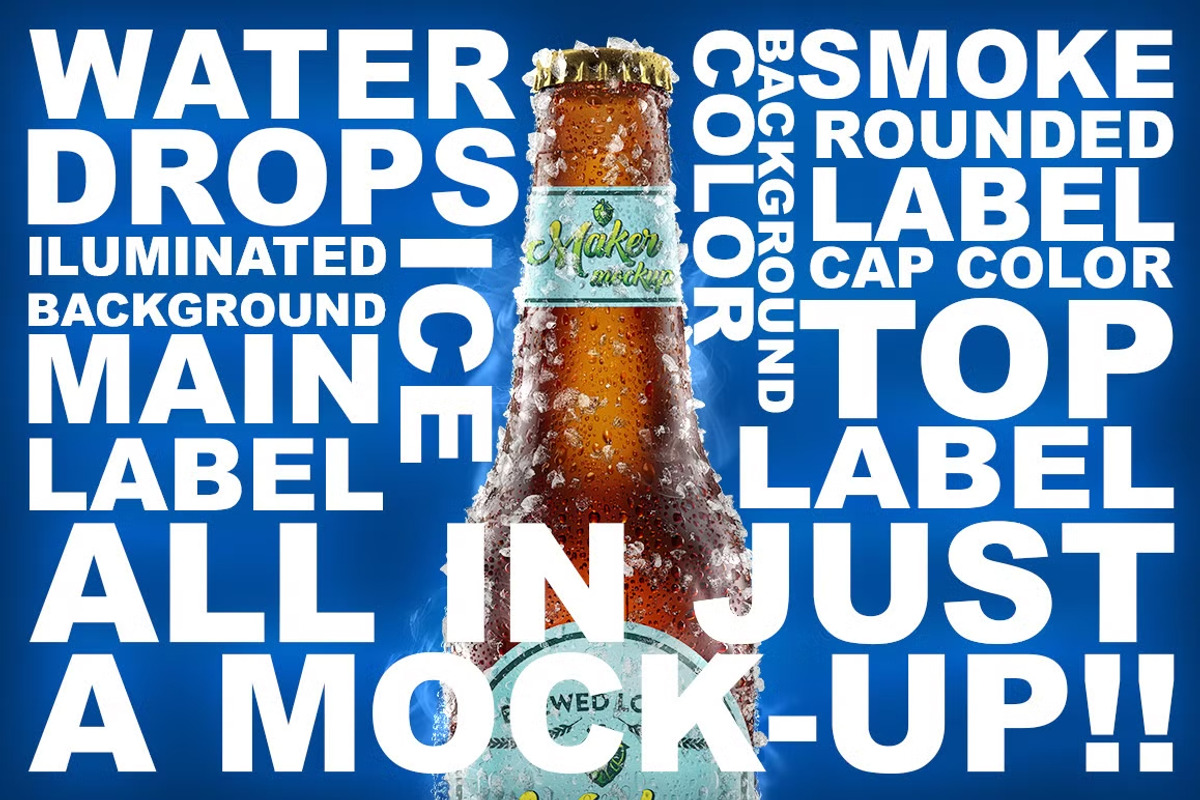 Beer Bottle Mockup, a Product Mockup by Bruno's Shop (Photo 1 of 8)