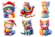 Rainbow Christmas Cat Clipart, an Illustration by Daily.Designs (Thumbnail 4 of 5)