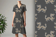 Gold Dragon on Grey Seamless Pattern, a Pattern Graphic by Sharon Schwalbe (Thumbnail 1 of 7)