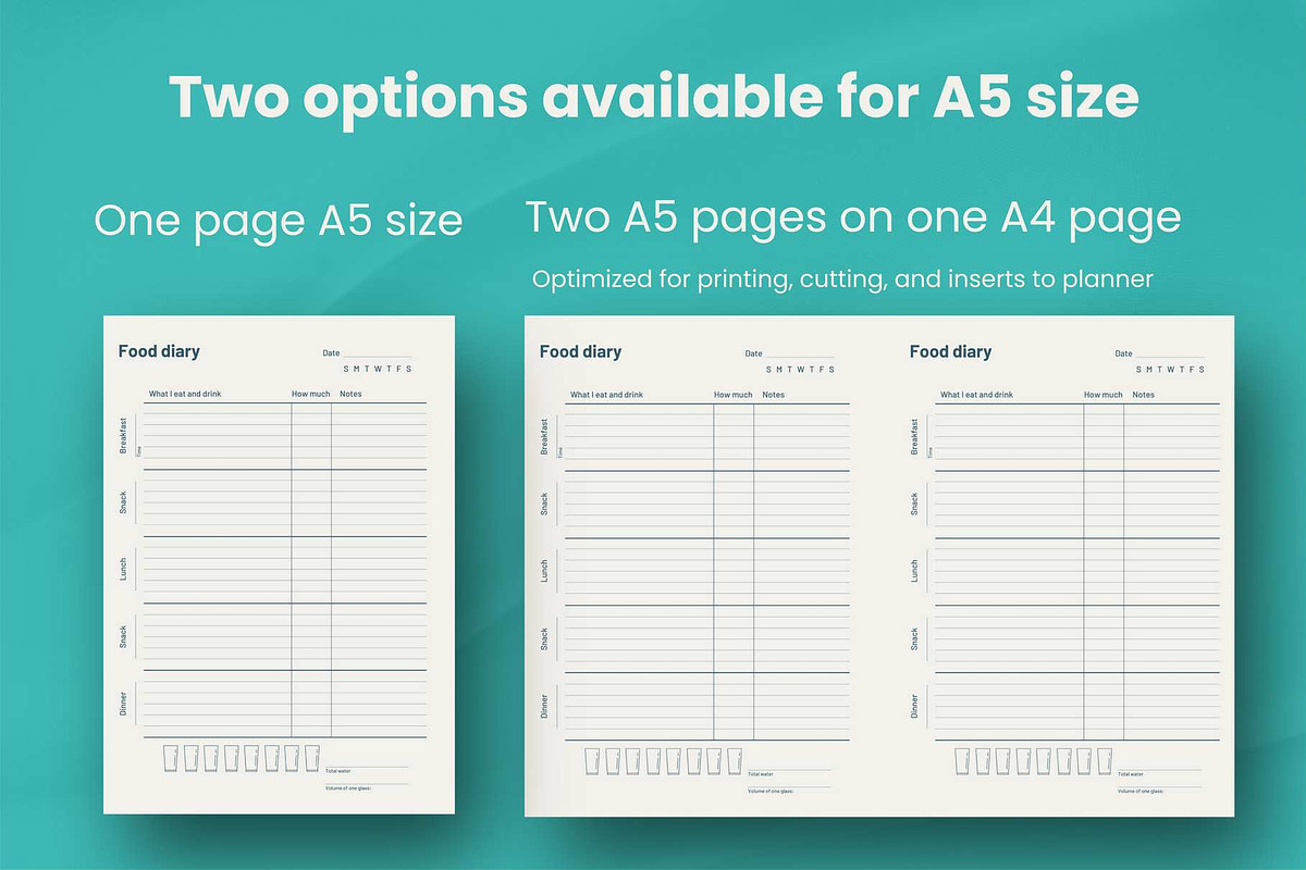 A5 planner inserts Food diary Canva, a Stationery Template by Handy Template (Photo 6 of 8)