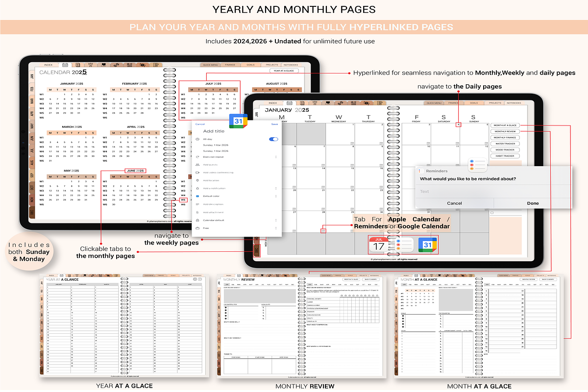 Digital planner 2025-2026 & Undated, a Templates & Theme by Plamarplanners (Photo 2 of 11)