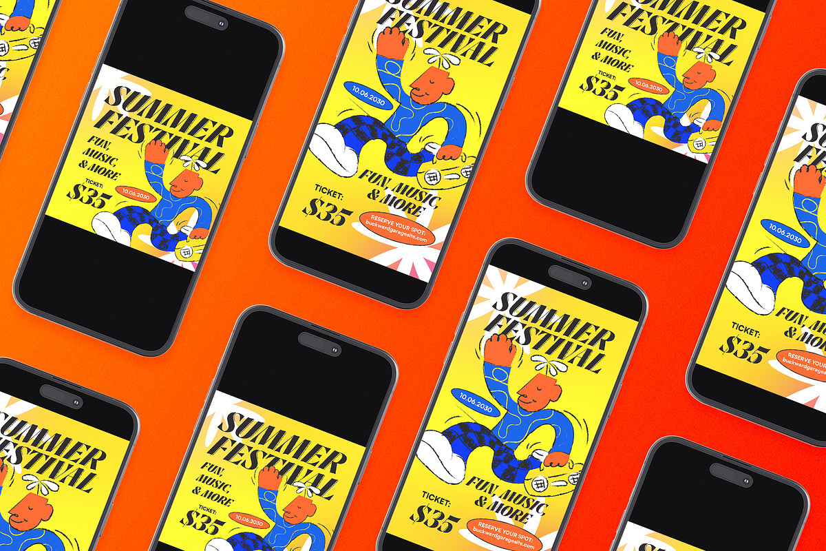 Yellow Summer Festival Flyer Set, a Flyer Template by Aiyari Graphic (Photo 2 of 3)