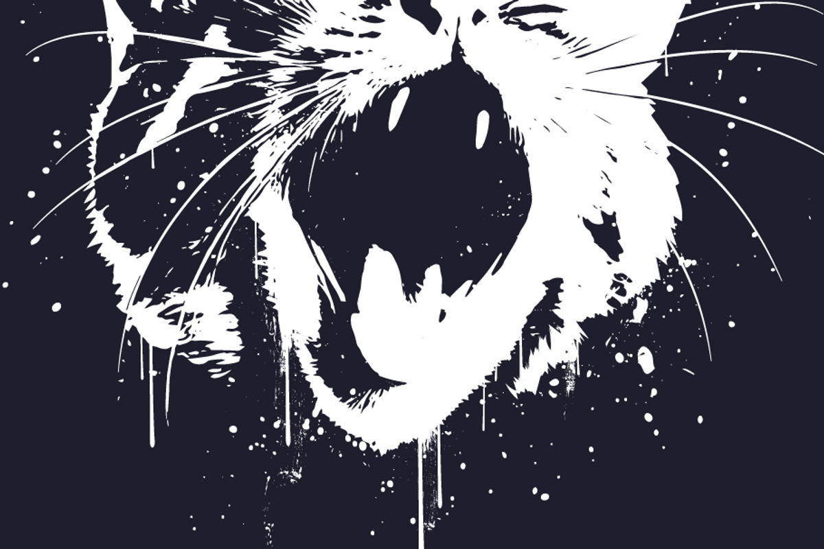 Cute Cat In Grunge Or Graffiti Style, an Animal Illustration by Black White Mouse Design (Photo 3 of 3)