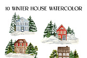 Watercolor WINTER HOME, a Seasonal Illustration by Julia Bogdan (Thumbnail 2 of 3)