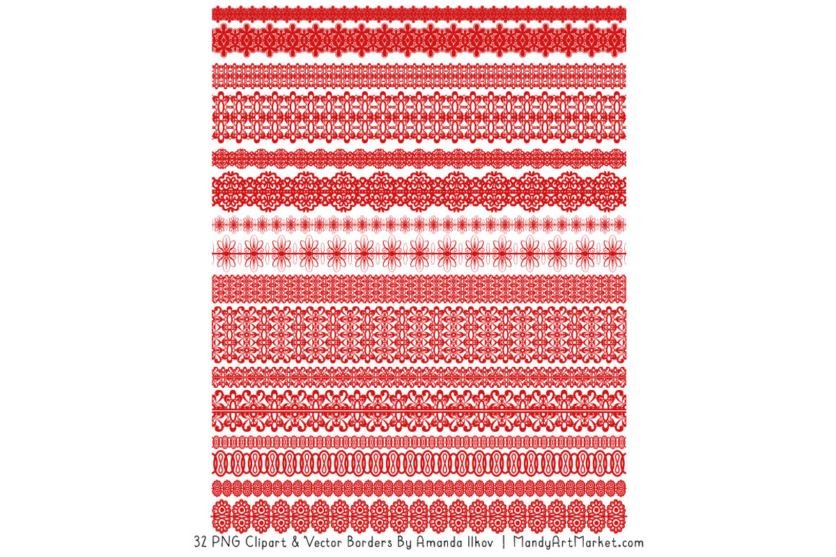 Red Lace Clipart Borders, an Illustration by Amanda Ilkov (Photo 4 of 5)