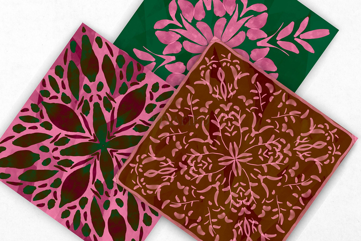 Pink and Green Watercolour Pattern, an Illustration by Pixafied (Photo 3 of 3)