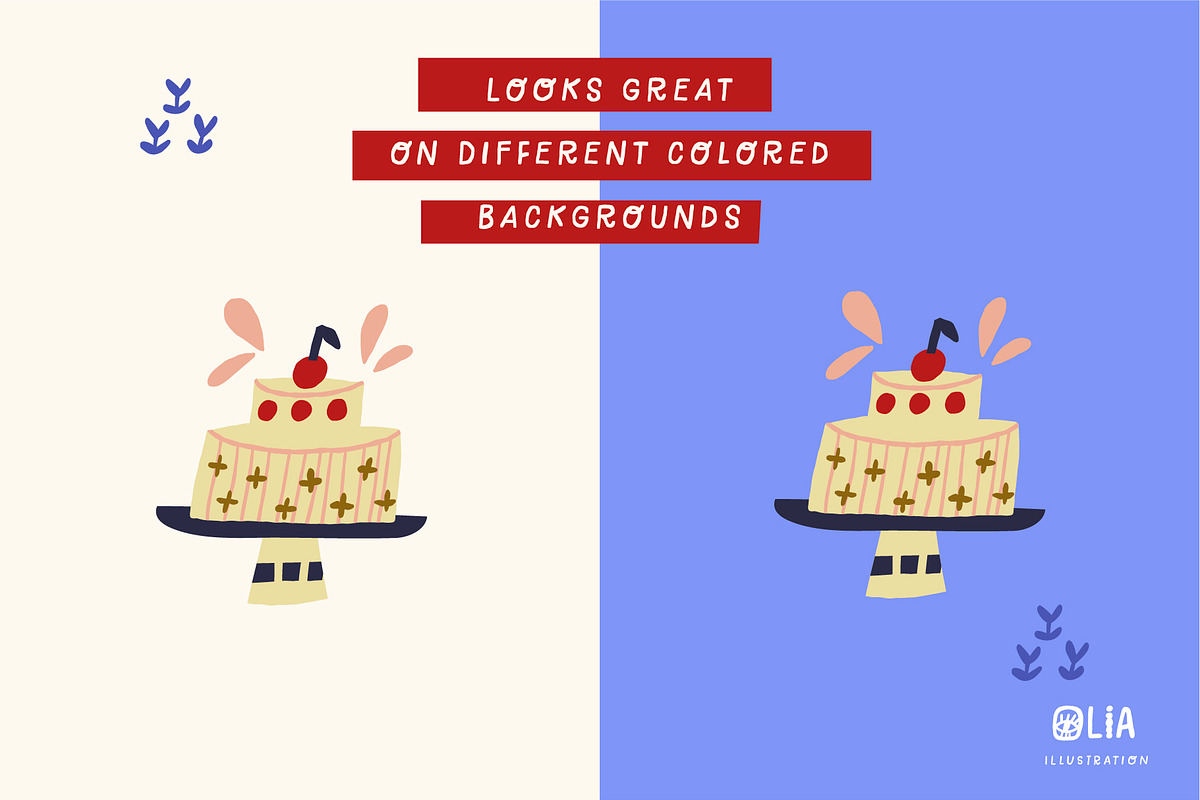 Piece of Cake Birthday Cake Clipart, a Decorative Illustration by Olia (Photo 11 of 19)