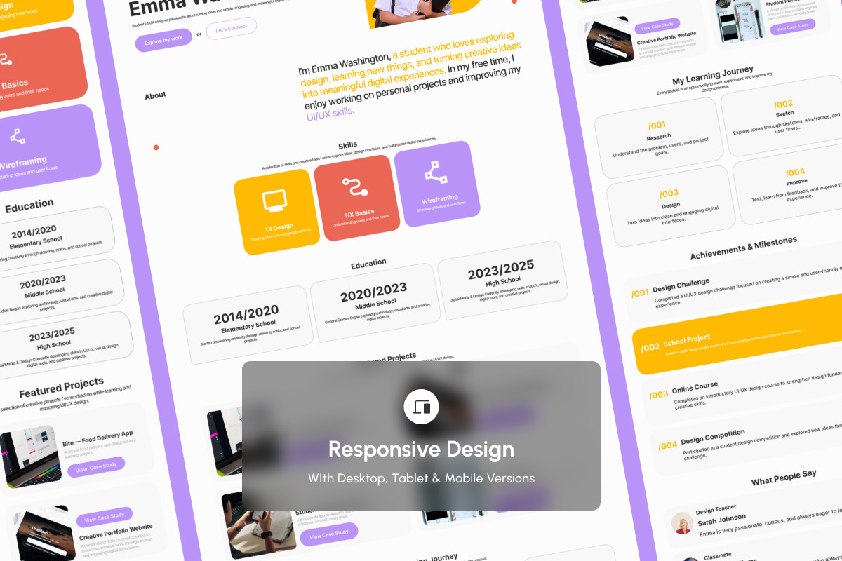 Emma Student Portfolio Landing Page, a Landing Page Template by productype1 (Photo 3 of 5)