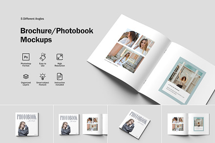 Square Brochure and Photobook Mockup, a Books & Magazine Mockup by artimasa